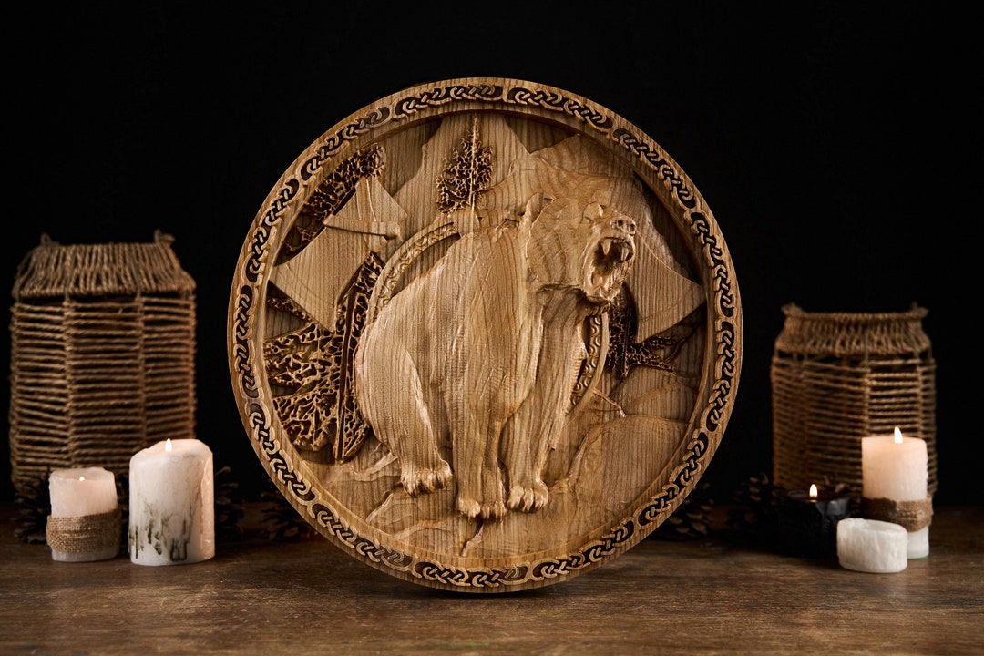 Bear Wood Wall Decor, Bear Wood Art, Norse Art, Viking Art, Bear Wall