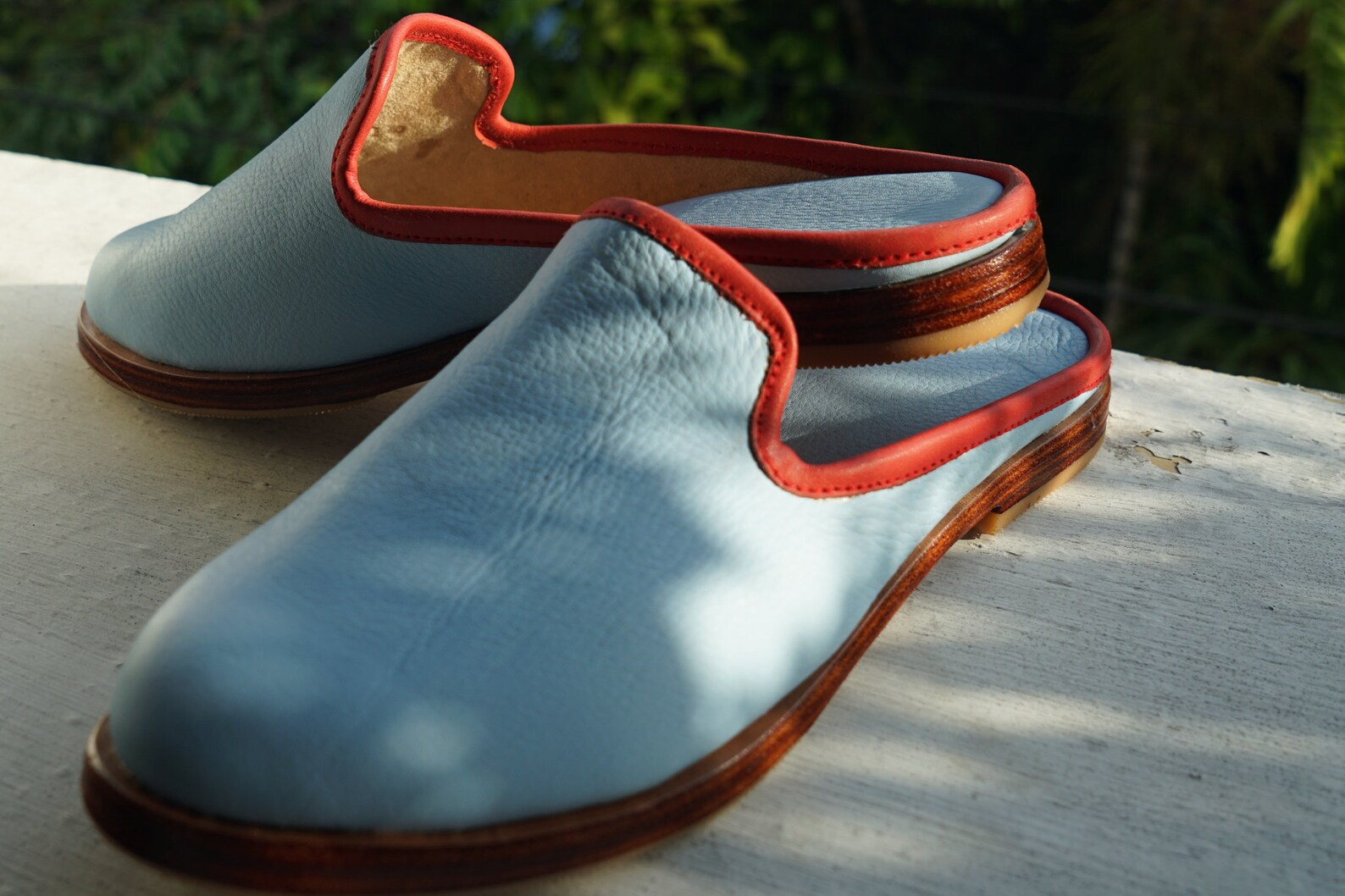 Bali Blue Mule Leather Shoe | Etsy