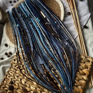 Boho Synthetic Dreadlocks - Brown with Blue, 20 Inch Festival Hair