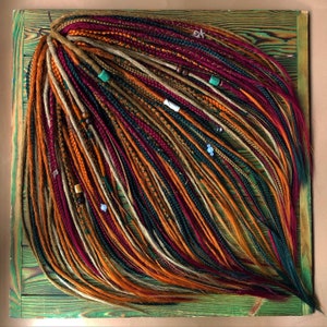 Set of synthetic dreadlocks and braids in shades: brown, light, reddish, burgundy, green best gift for mom personalized gifts Viking set