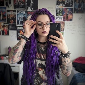 Boho Faux locs Haarverlängerung, lila, handgeflochten (Festival Style)