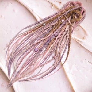 Pink & Purple Synthetic Dreadlock Set: Textured Braid Hair Extensions