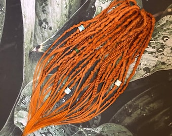 Ginger Copper Synthetic Dreads: Boho Festival Braids with Accessories