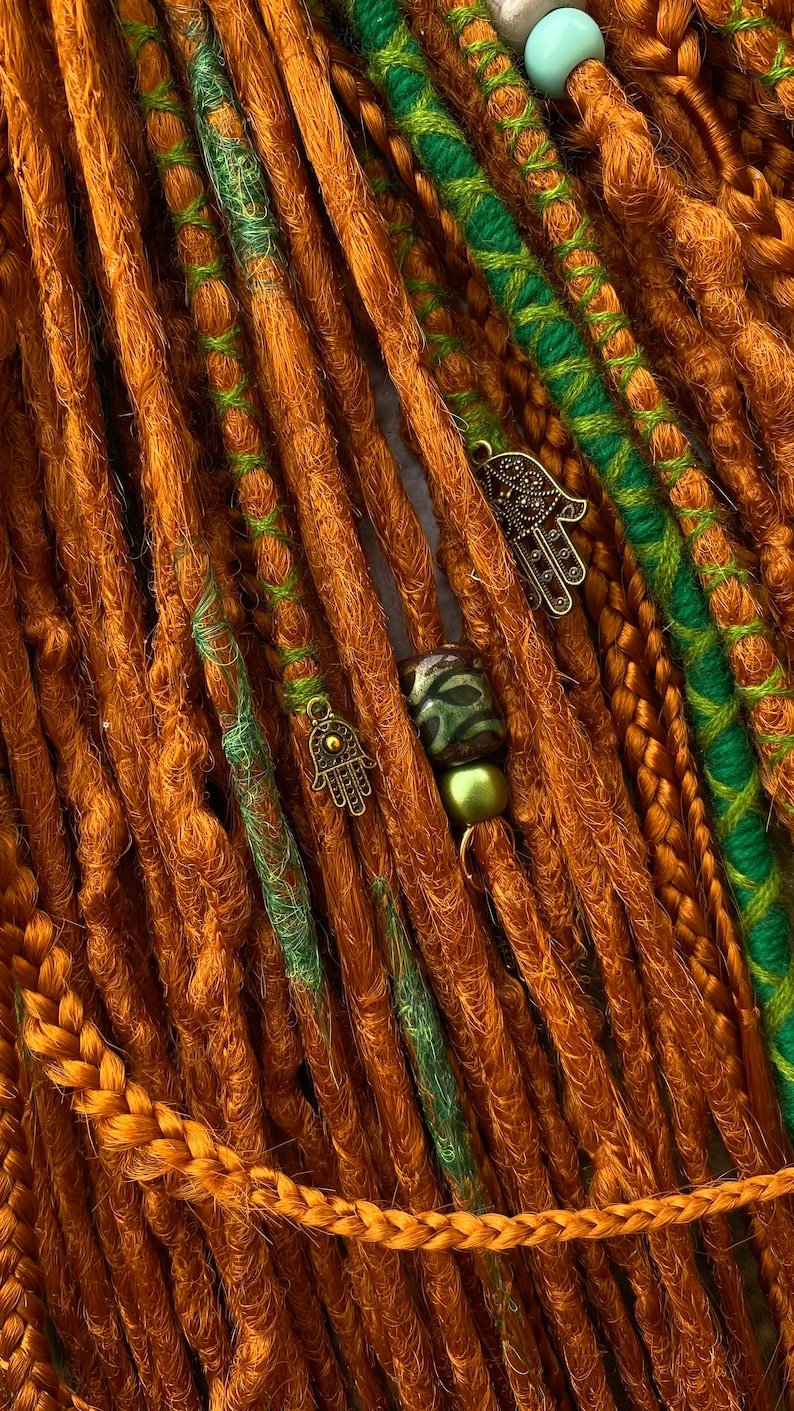 Reddish dreads and braids. Copper ginger dreadlocks. Dreadlock extension image 10