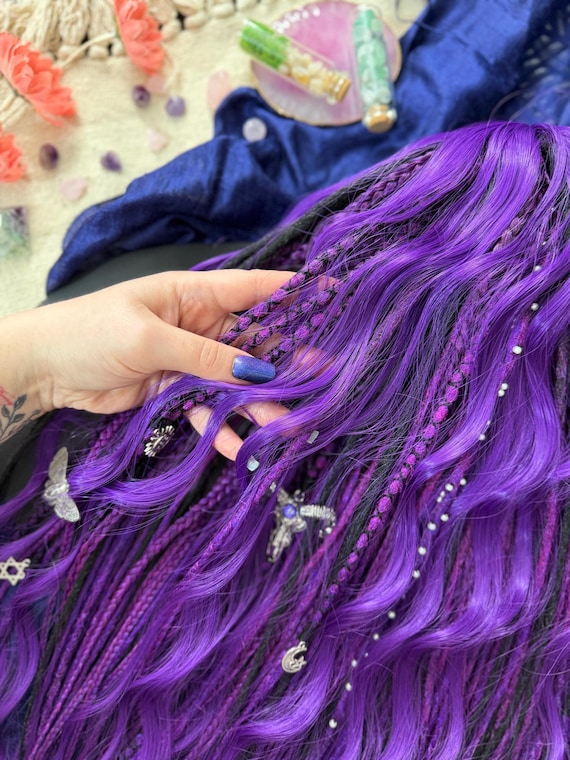 Vibrant Violet Dreadlocks - Boho Crochet Extensions for Everyday Style