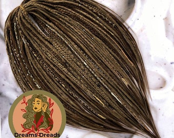 Dreadlocks and braids in two shades thin synthetic dreadlocks DE and SE dreads Light brown Dark brown Shampoo for dreads as a gift festival
