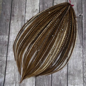 Boho ombre from dark blonde to blonde, brown and maroon dreadlocks and brads Viking  set Dreads Extensions Brown and Teal