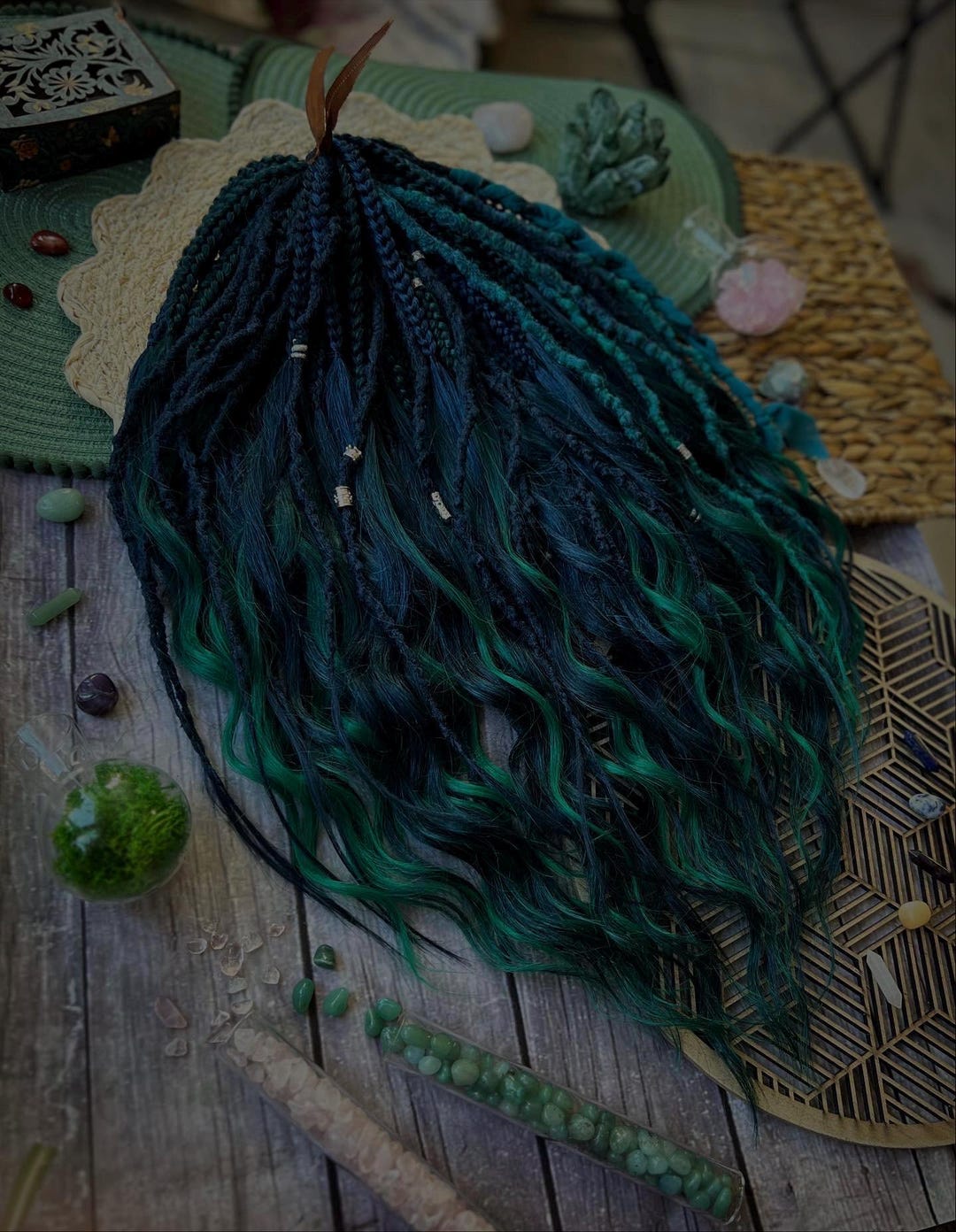 Sea Witch Dreadlocks: Green Blue Textured Synthetic Dreads, Bohemian ...
