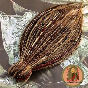 Boho Hair Braids, Viking Brown Dreadlocks - Lightweight Fiber | 20 Inch | Festival Wear Set