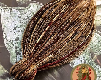Boho Hair Braids, Viking Brown Dreadlocks - Lightweight Fiber | 20 Inch | Festival Wear Set