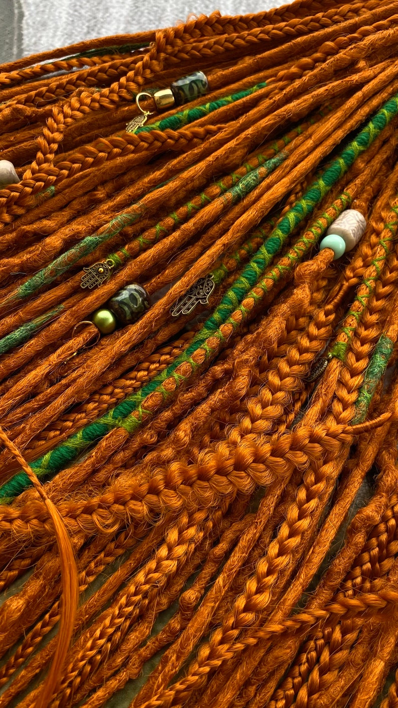 Reddish dreads and braids. Copper ginger dreadlocks. Dreadlock extension image 8