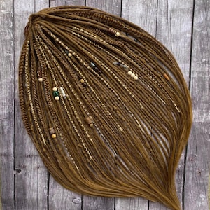 Honeydew Brown Dreadlocks: Double-Ended Viking Braids with Beads