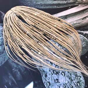 Set of dreadlocks in two shades of light boho style blonde hair Synthetic Double ended Handmade viking Different styles DE Hair extension