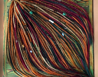Boho Synthetic Dreadlocks: Burgundy, Green & Blonde Double Ended Braids