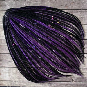 Synthetic Dreads Mix Shades Black Purple Crochet Full Set Single Ended Dreadlock Extensions DE Fake Faux Locs Shampoo for dreads as a gift
