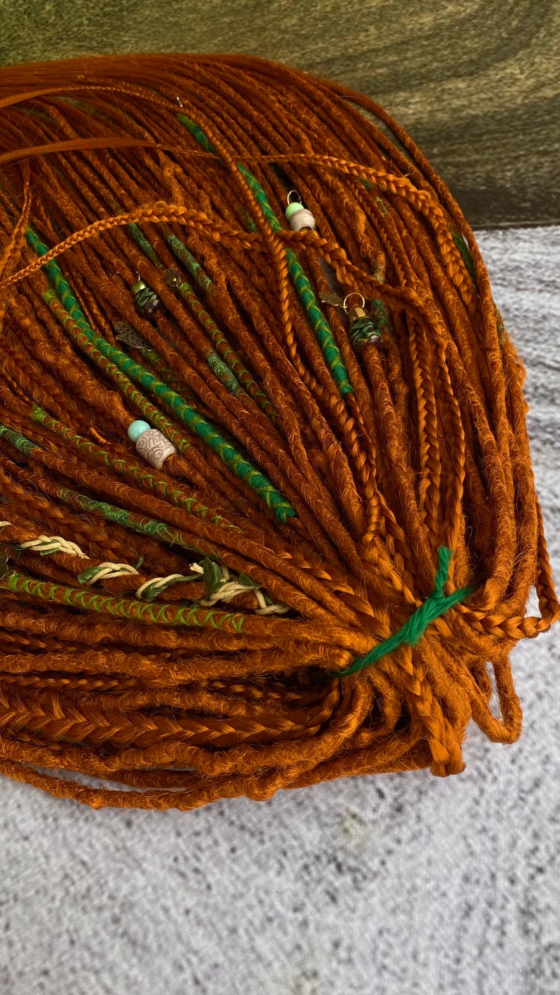 Reddish dreads and braids. Copper ginger dreadlocks. Dreadlock extension image 6