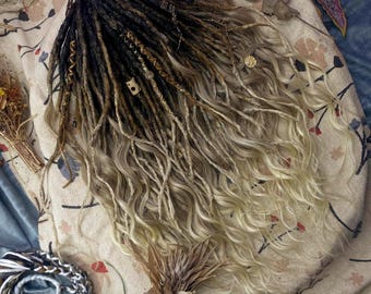 Extensiones de rastas sintéticas: Estilo bohemio rizado con efecto ombré - Set completo para toda la cabeza