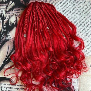 Red Curly Dreadlocks | Double Ended Design - Vivid Festival Braids, 20Inch Synthetic Fibers