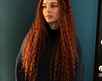 Boho Copper Faux Locs - Cabelo Sintético Cacheado com Pontas Duplas, 50 cm (20 polegadas)