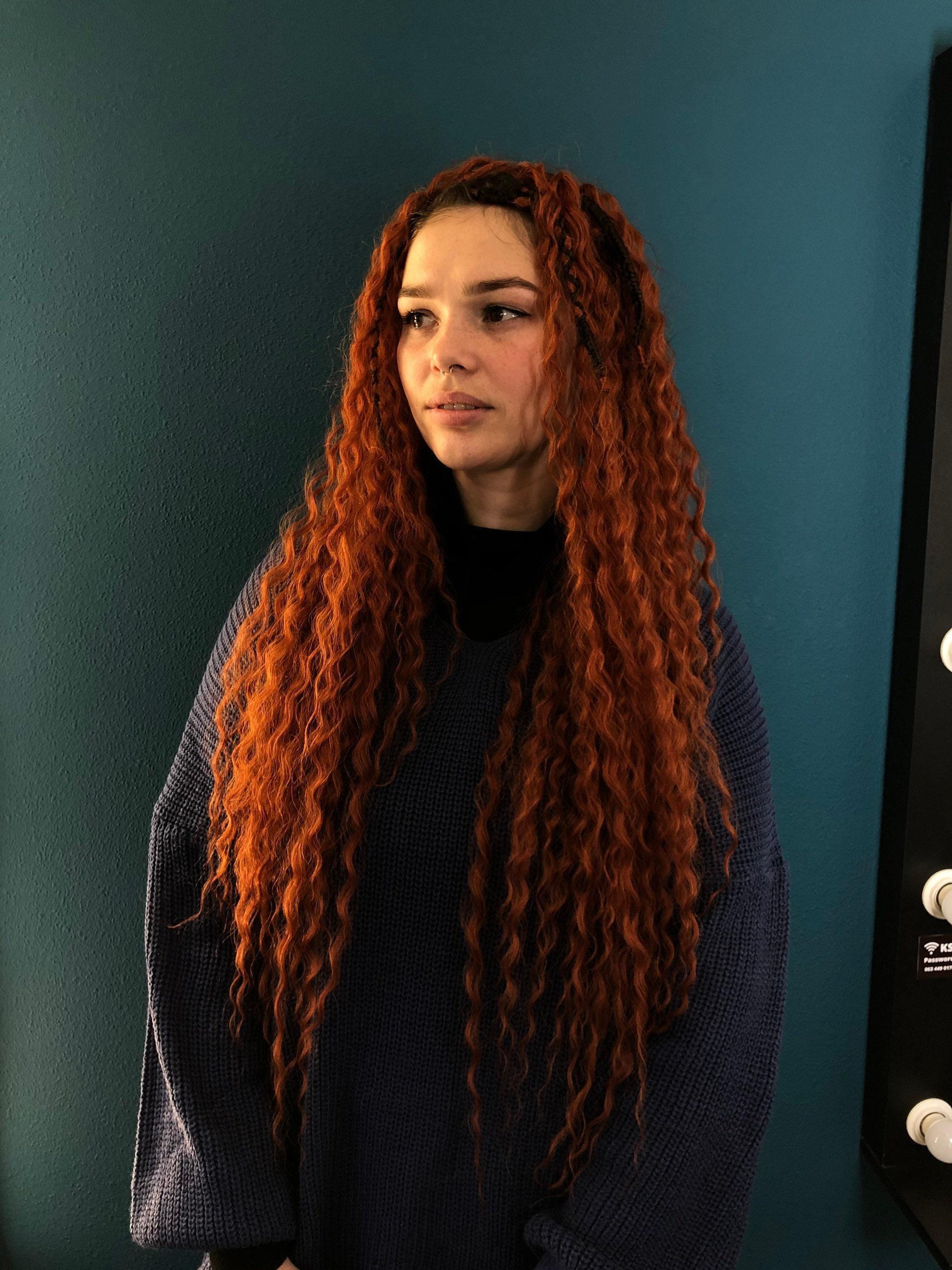 Boho Copper Faux Locs - Curly Double Ended, 20 Inch Synthetic Hair