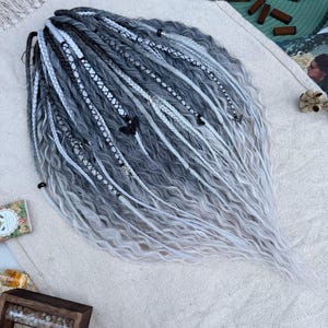 Boho Ombre Dreadlocks, Black to Gray (Lightweight, 20 Inch)