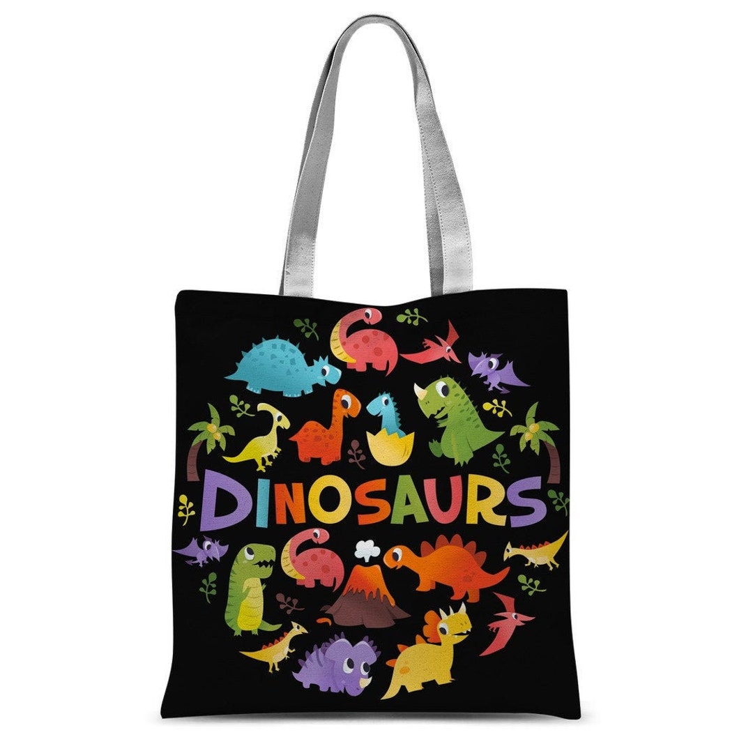 Dinosaurs Tote Bag Birthday Gift Dinosaur Bag Book Bag Etsy