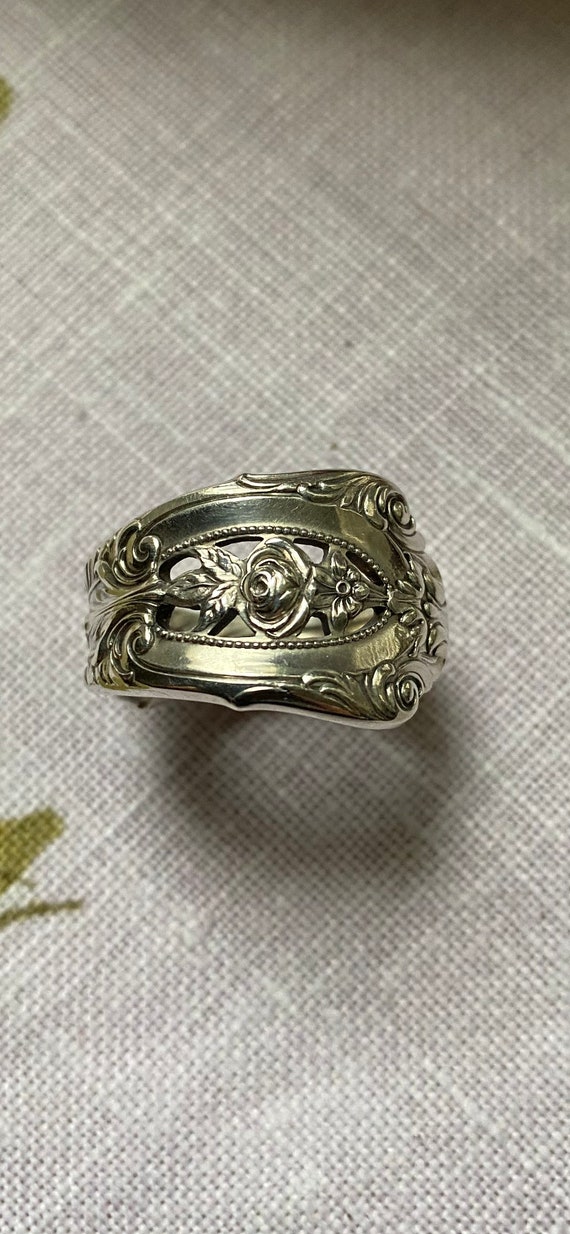 Sterling Silver Spoon Ring with Rose.