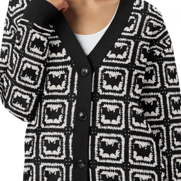 Knit Bat Sweater, UNISEX Button Up Cardigan Halloween Bats Gothic Whimsigoth