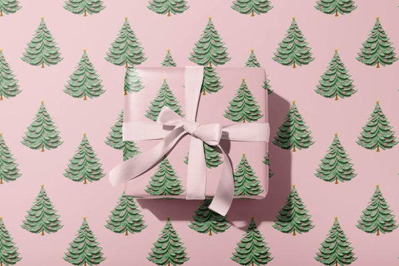 Christmas Tree Wrapping Paper - PINK