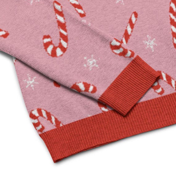 CHRISTMAS KNIT SWEATER Candy Cane Snowflake, Cute Ugly Sweater,  Unisex Traditional Cozy Winter Knitwear Matching Family Morning Outfit