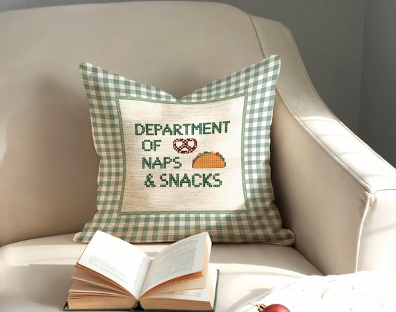 Decorative Throw Pillow Cover, Sage Green Gingham Faux Suede Accent Cushion, Funny Cozy Home, Cottagecore Reading Nook Decor, Unhinged