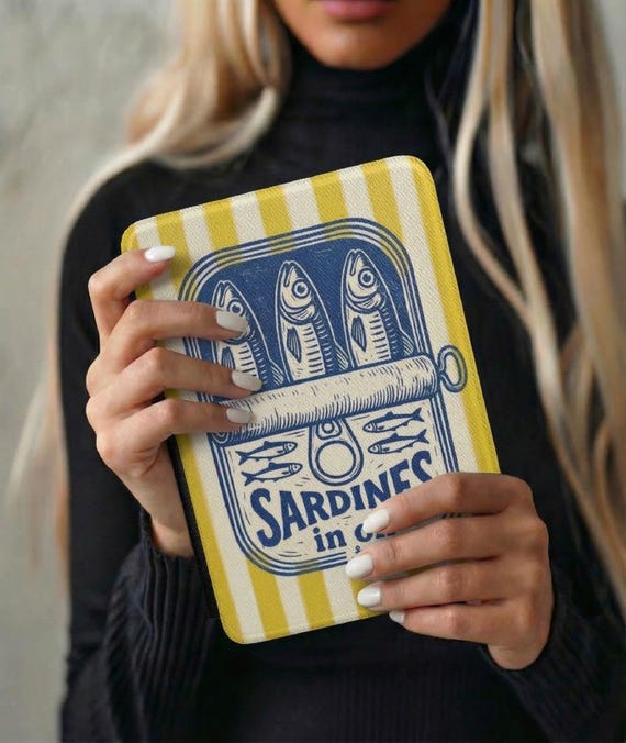 Sardine Tin Kindle Case, Coastal Stripes, Fits Paperwhite 12th Gen Cover