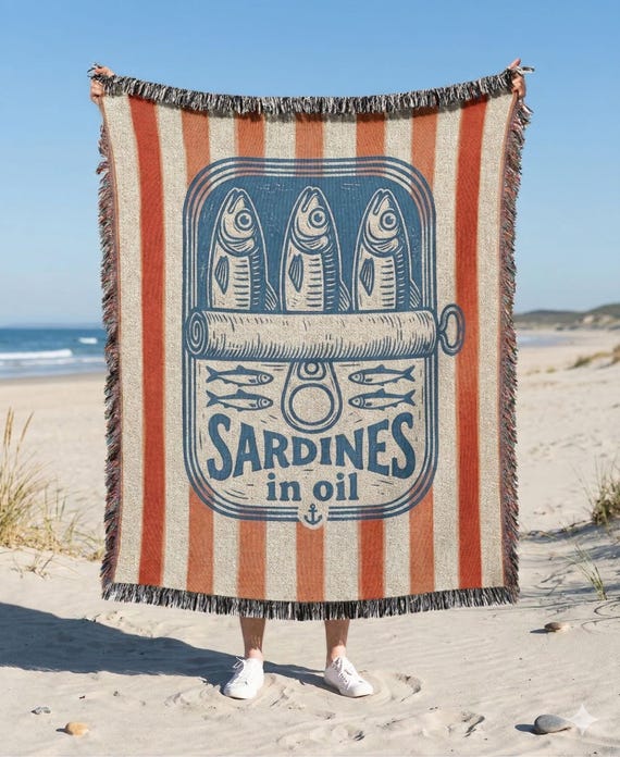 Sardine Woven Throw Blanket, Coastal Decor