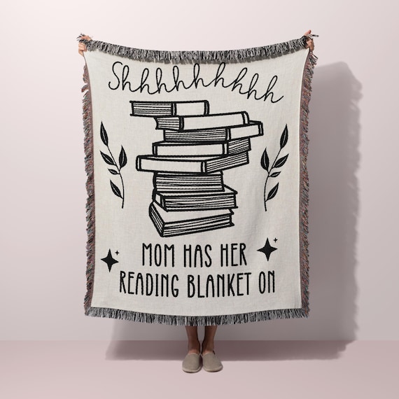 Book Lovers Gift Reading Blanket, Custom Mother's Day Woven Blanket
