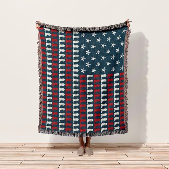 Cowboy Boots American Flag Woven Throw Blanket  - Made in the USA