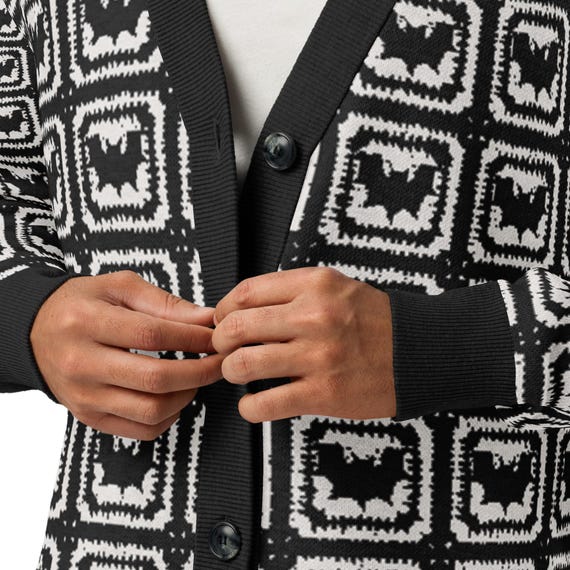 Knit Bat Sweater, UNISEX Button Up Cardigan Halloween Bats Whimsigoth