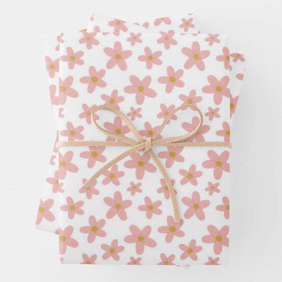 Pink Flower Power Wrapping Paper by Groovy Girl