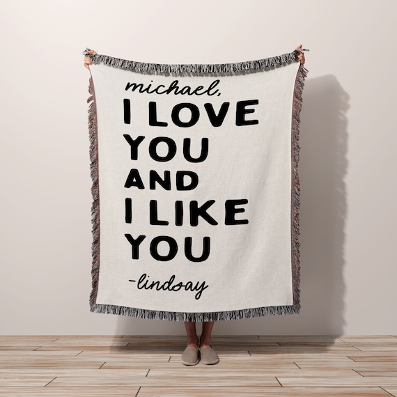Personalized Anniversary Gift Blanket, Cotton Anniversary Gift Custom Woven Throw Blanket Wife Husband Couples 2nd Anniversary Heirloom Gift