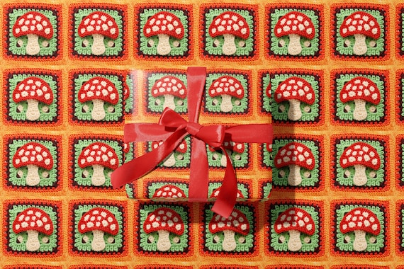 Christmas Holiday Wrapping Paper - Mushroom Toadstool Woodland Theme