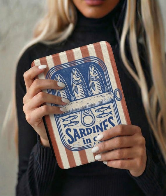 Sardine Tin Kindle Case Cover Coastal Stripes, Book Lover Gift -  Fits Paperwhite 12th Gen & Colorsoft