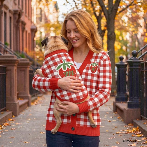 Personalized Dog Mom Matching Sweater Sets, Monogram Cottagecore KnitDog Mom Gift