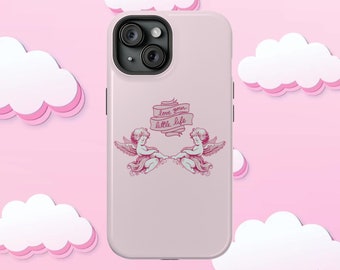 Pink Angel Cherub Cover | Works with  iPhone 13 14 15 16, 17, Max Pro, Samsung Galaxy, Coquette Phone Case Gift for Girls,