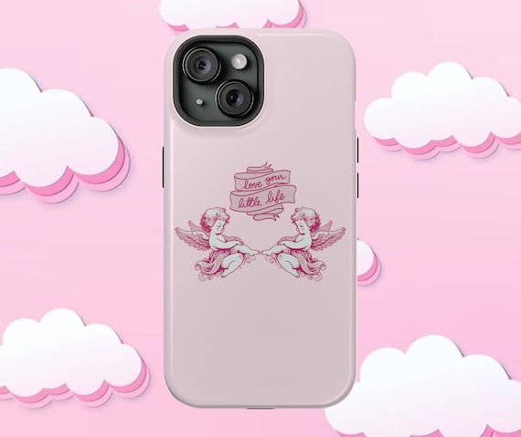 Coquette Phone Case Pink Cherubs | Works with  iPhone 13 14 15 Max Pro | Cute Phone Case Gift for Girls, Balletcore Soft Girl Aesthetic