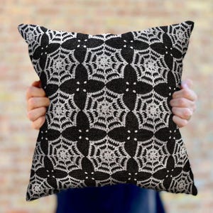 Spider Web Woven Throw Pillow, Halloween Pillow Black White Decor Halloween Cushion Halloween Home Decor Dorm Room Pillow Gift for Goth