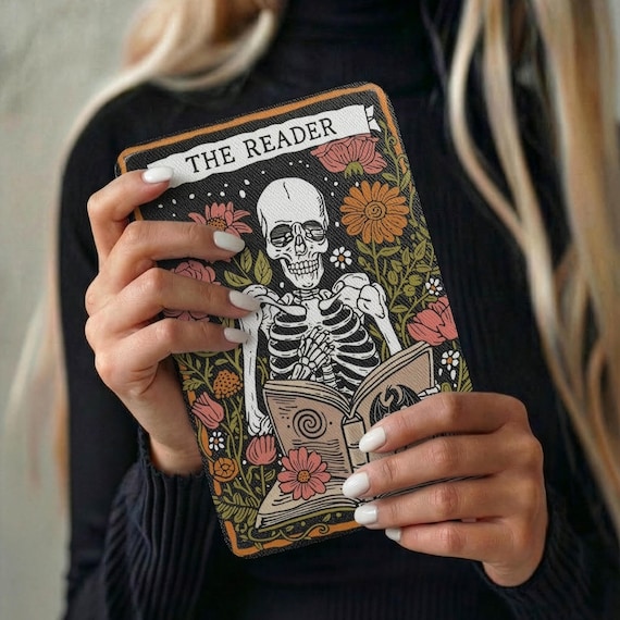 The Reader Tarot Kindle Case Cover | Skeleton Floral Book Lover Gift | Fits Paperwhite 12th Gen & Colorsoft | Dark Academia