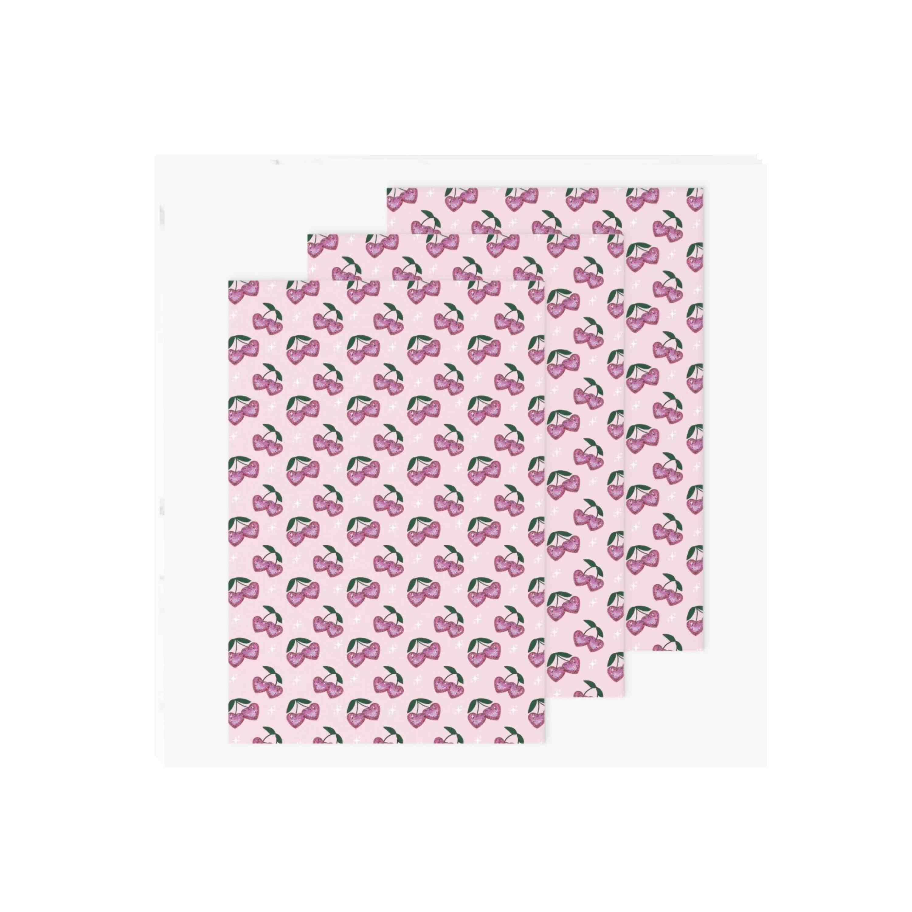 Pink Cherry and Heart Valentine's Wrapping Paper