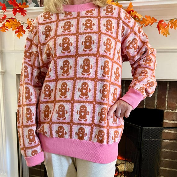 Christmas Sweater Granny Square Knit Sweater, Cozy Winter Knitwear Matching Family Outfit, Pastel Xmas Fashion Gift for Mom Aunt Daughter