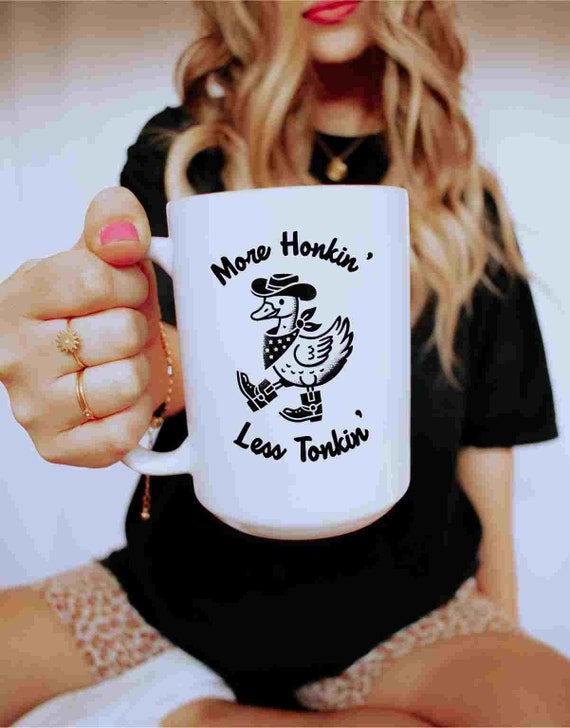 Cowboy Goose Mug Funny Quote Gift Mug, Retro Country Western Dancing Goose  Funny Poster Gag Gift Silly, More Honkin Less Tonkin, Dad Joke