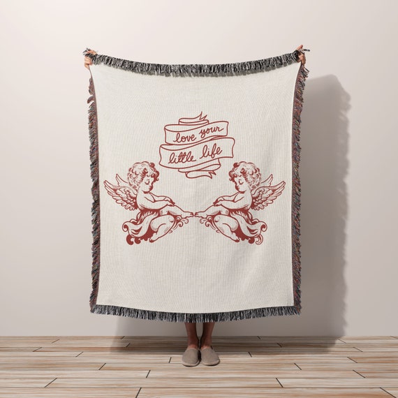 Coquette Room Decor Woven Throw Blanket | Cupid Cherub Angels Gift for the Romantic Positive Valentine Vibes coquette aesthetic