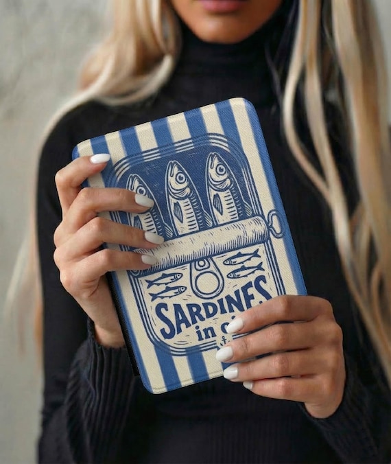 Sardine Tin Kindle Case Cover Coastal Stripes, Book Lover Gift -  Fits Paperwhite 12th Gen & Colorsoft